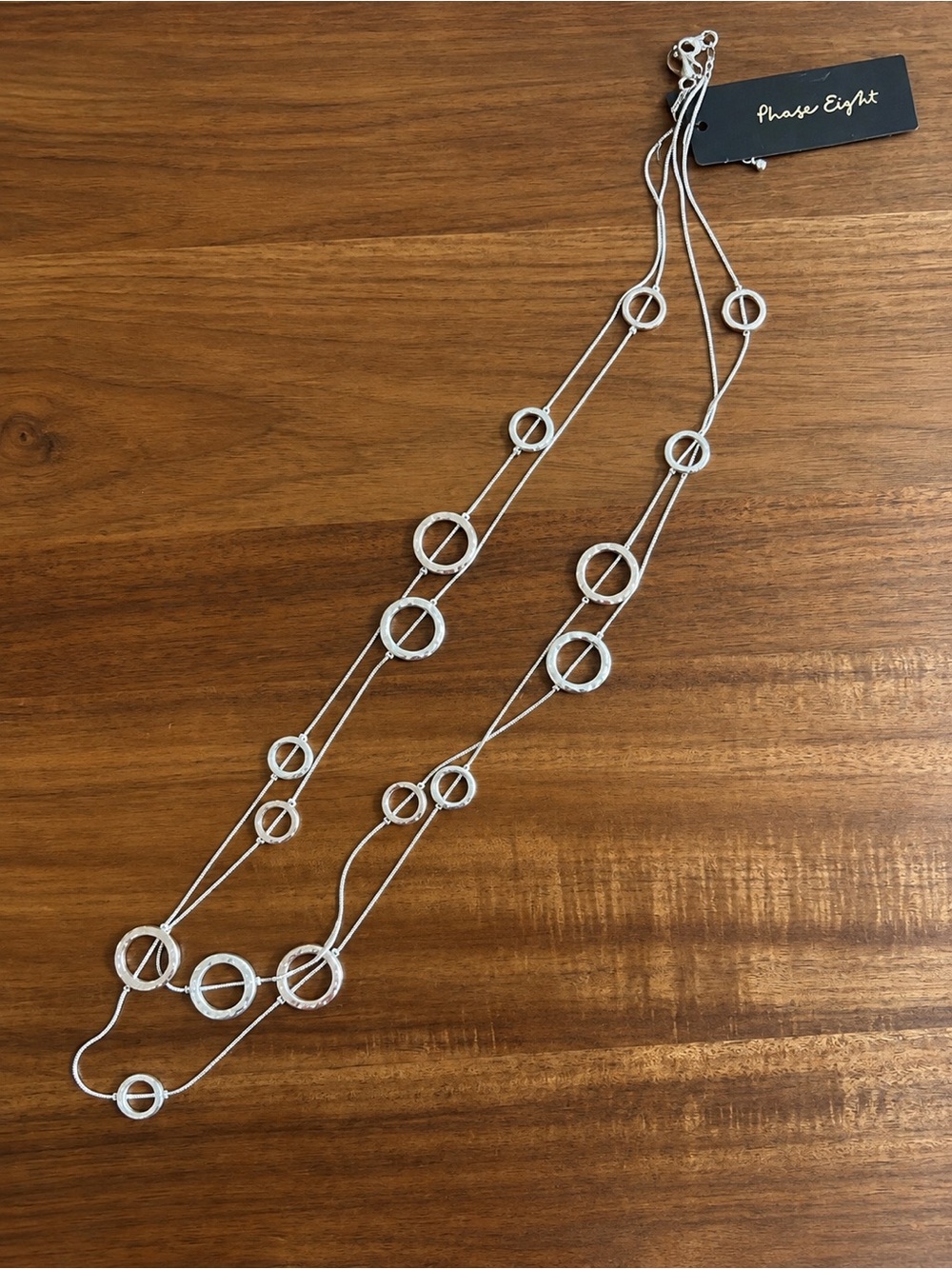 Silver and bronze Multi-Circle Long Necklace